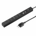 縦横差し込み 電源タップ 6個口 1.5m USB PD 33W USB-C×1　USB A×1 ブラック