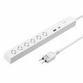 縦横差し込み 電源タップ 6個口 1.5m USB PD 33W USB-C×1　USB A×1 ホワイト