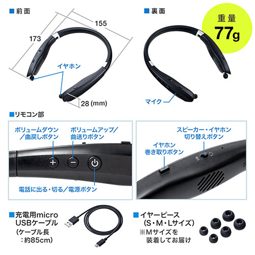 ウェアラブルスピーカー(ネックスピーカー・Bluetooth5.0・テレビ