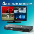 【アウトレット】HDMI画面分割切替器 4画面分割 マルチビューワー 4入力 1出力 フルHD対応 リモコン ACアダプタつき