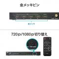 【アウトレット】HDMI画面分割切替器 4画面分割 マルチビューワー 4入力 1出力 フルHD対応 リモコン ACアダプタつき
