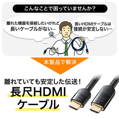 HDMIケーブル 10m イコライザー内蔵 4K/60Hz 18Gbps HDMI2.0準拠品/YK-HD020-10【テレビアクセサリー市場】